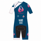Windburn Magenta "X" PERFORMANCE Aero Short Sleeve Tri Suit (Name/Country)