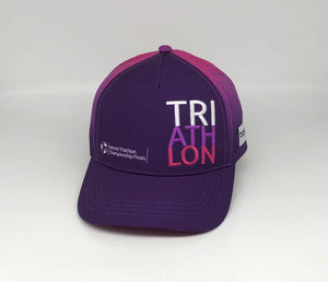 WTCF TRI-ATH-LON Purple BOCO Running Trucker Cap